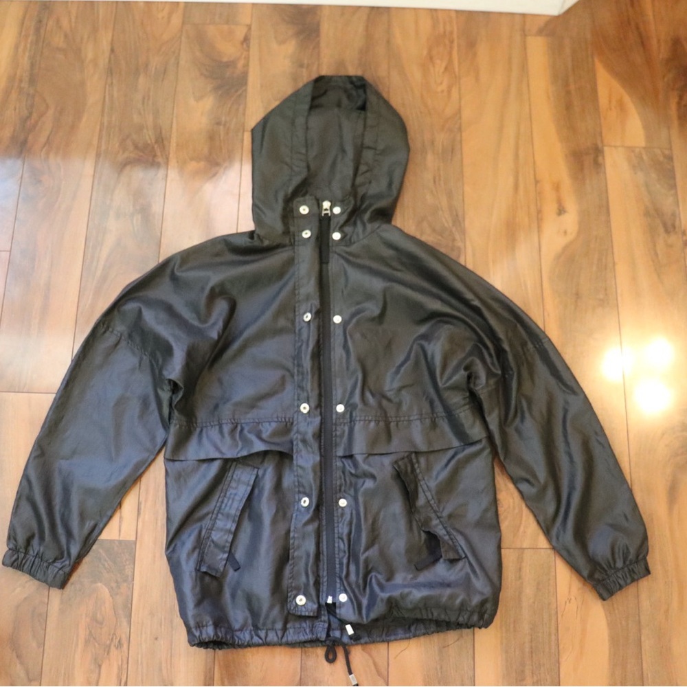 Bella Donna Moda Italiana Lightweight Hooded Black Anorak Utility Jacket Size S